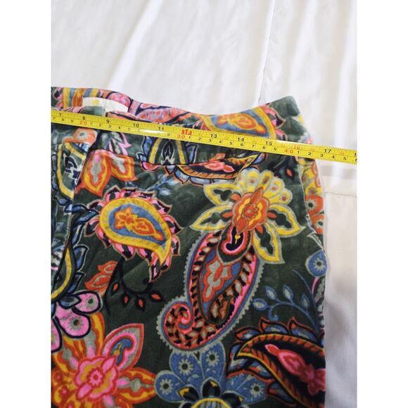 Boden Paisley Print Cropped Trousers Pants Women Sz 12R Satin High Waist Pockets - Picture 7 of 9